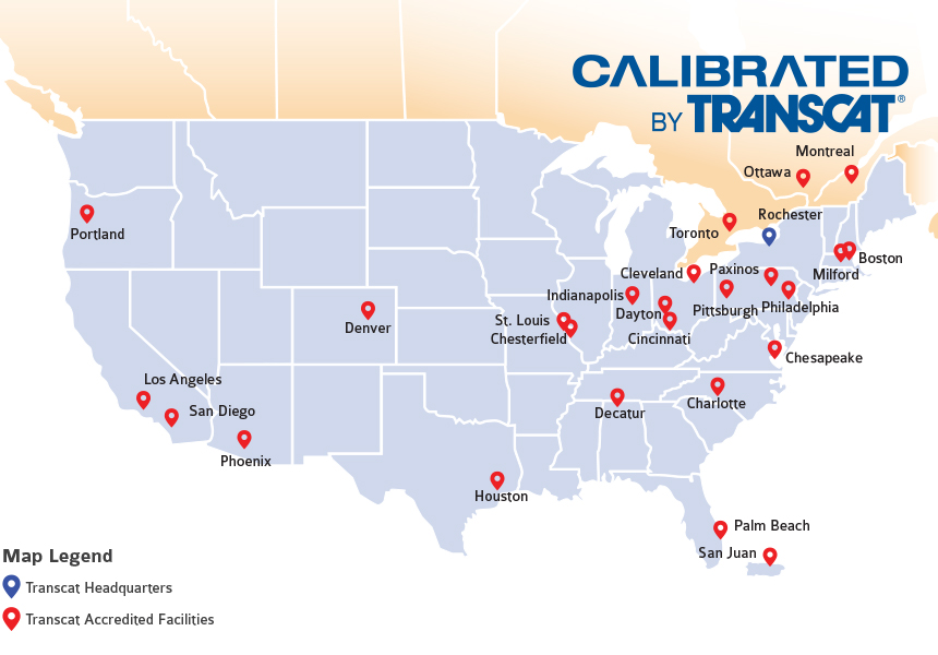 North American Calibration Labs Map