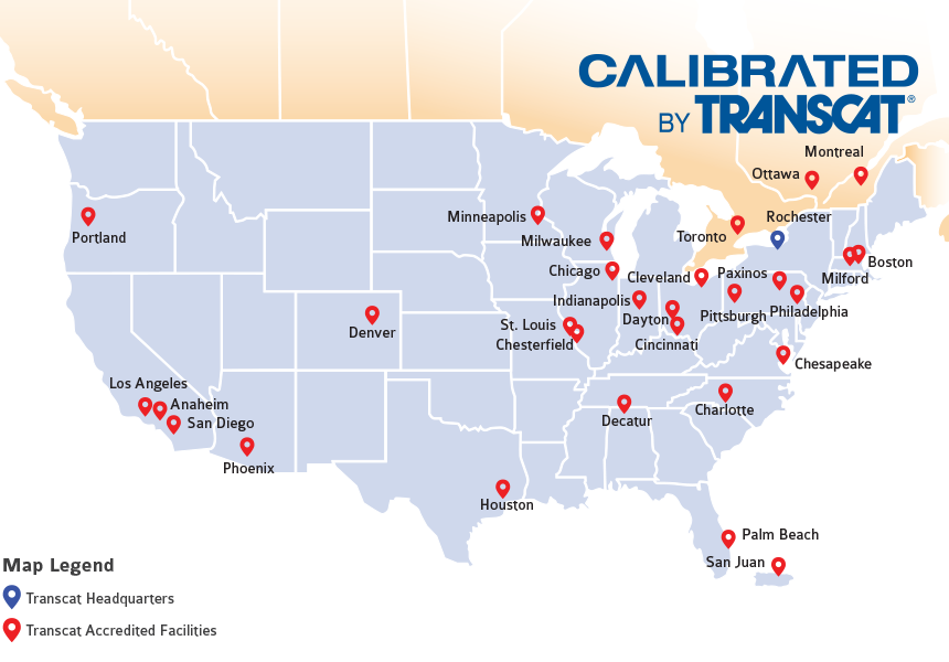 North American Calibration Labs Map